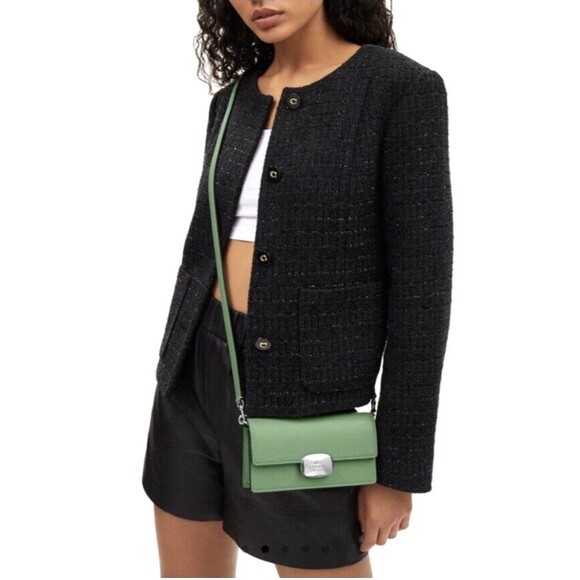 New Coach CP045 Small Eliza Flap Crossbody Leather Soft Green - Picture 2 of 5